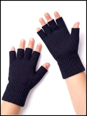 Kids 100% Merino Wool Fingerless Gloves Warm Knit Touchscreen
